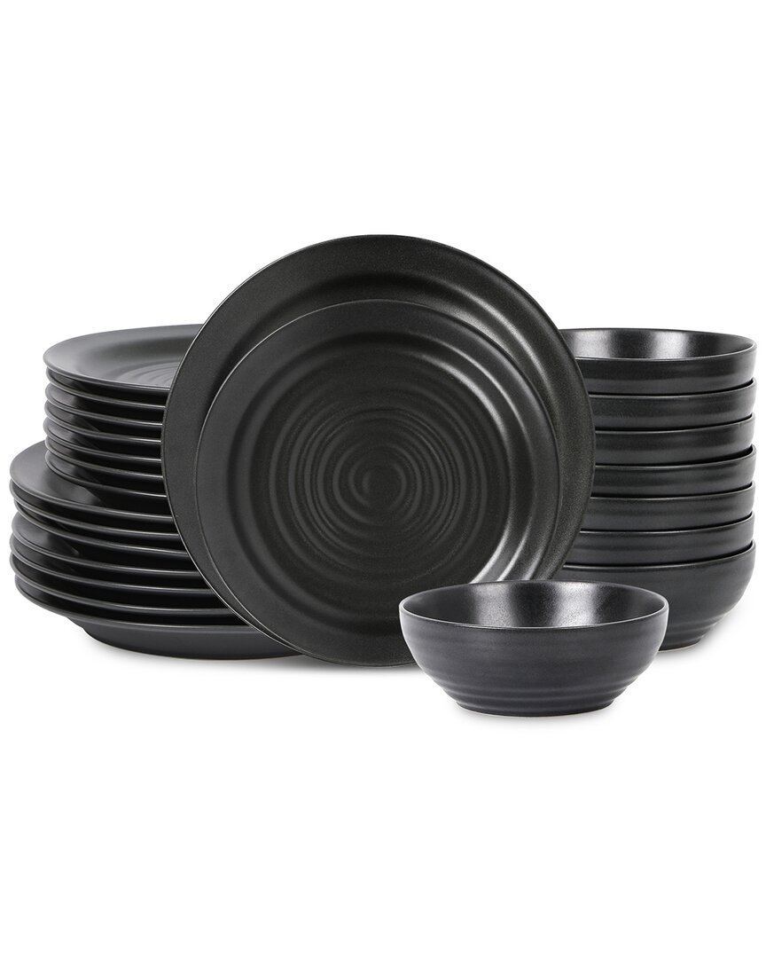 Stone Lain Orbit 24pc Stoneware Dinnerware Set In Grey