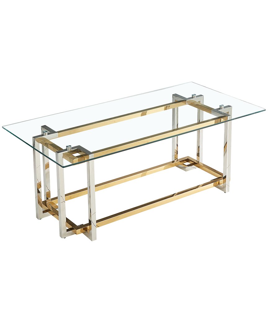 Worldwide Home Furnishings Contemporary Rectangular Glass & Metal Coffee Table In Silver & Gold