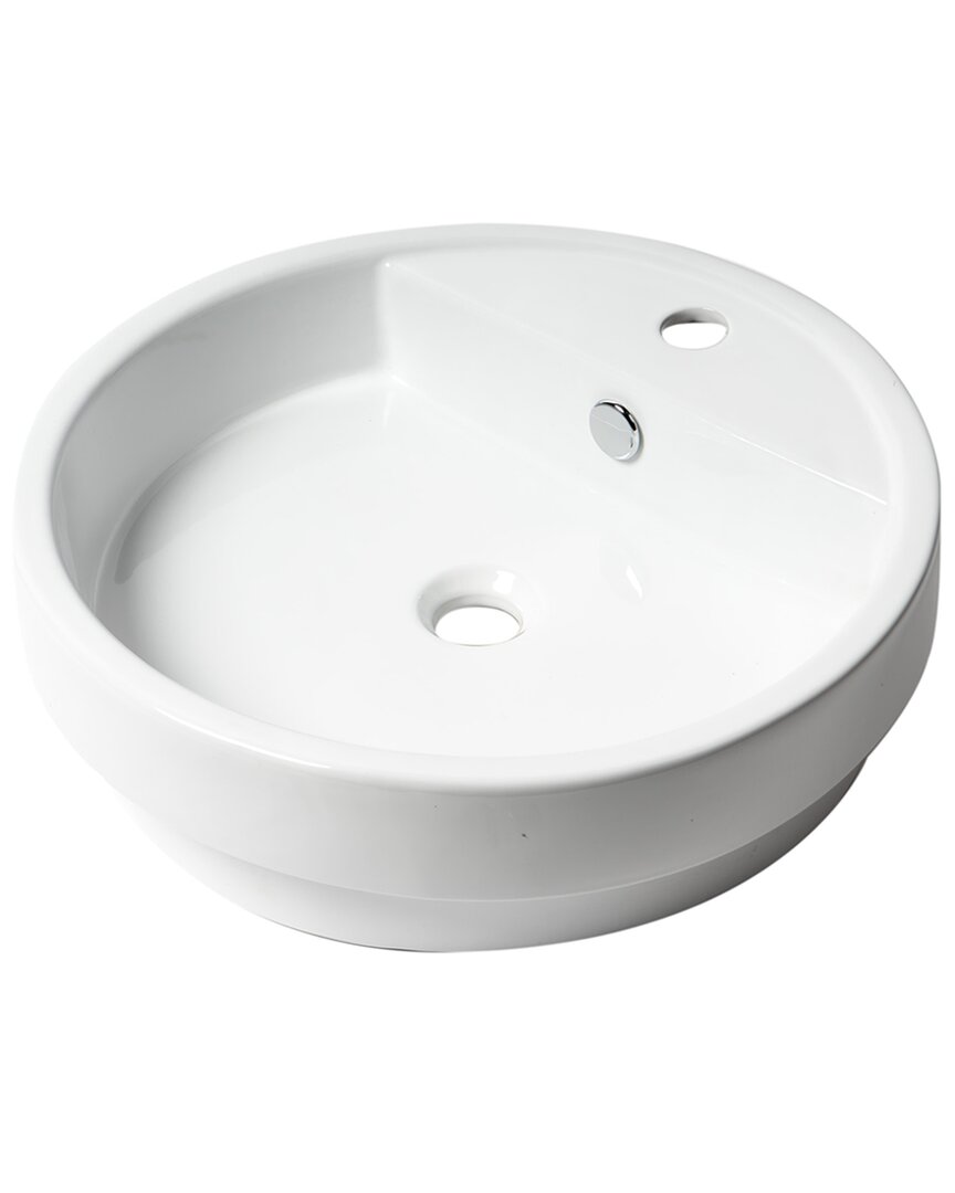 Alfi White 19in Round Semi Recessed Ceramic Sink With Faucet Hole