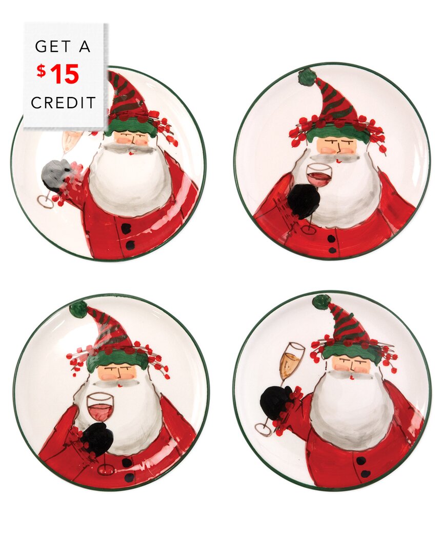 Shop Vietri Old St. Nick Set Of 4 Cocktail Plates With $15 Credit In Multi