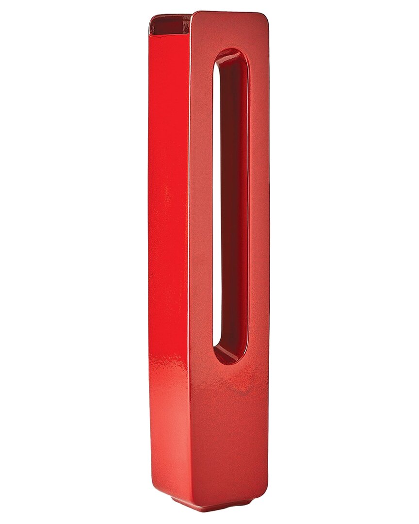 Global Views Rectangle Vase In Red