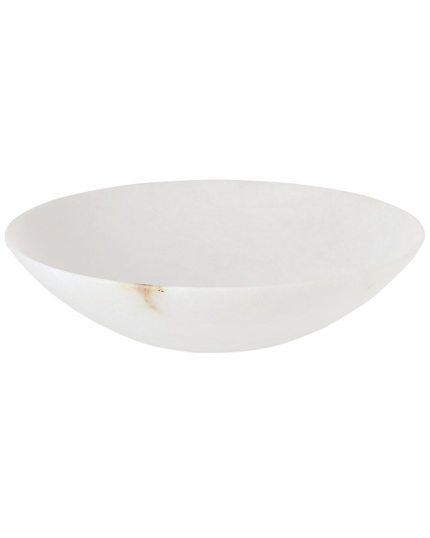 Global Views Wide Alabaster Bowl In White