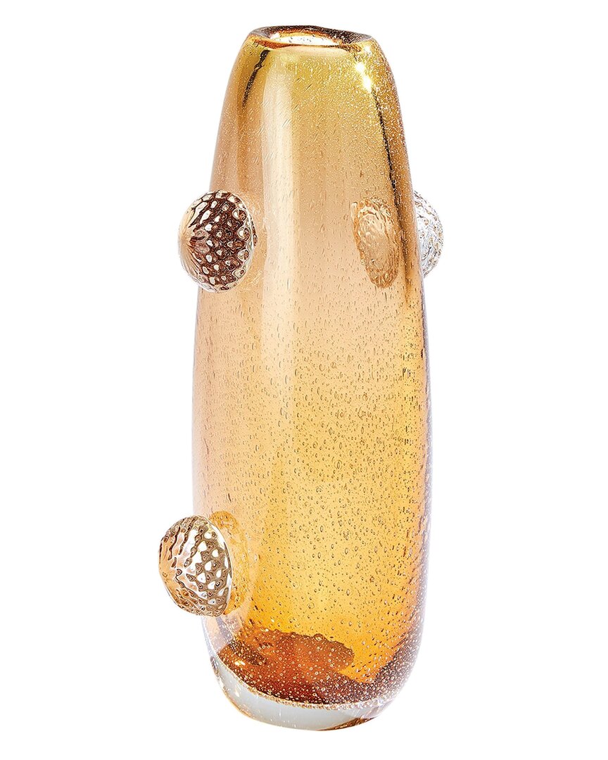 Global Views Pom Pom Vase In Brown
