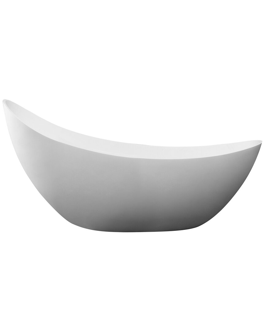 Alfi 73in White Solid Surface Smooth Resin Soaking Slipper Bathtub