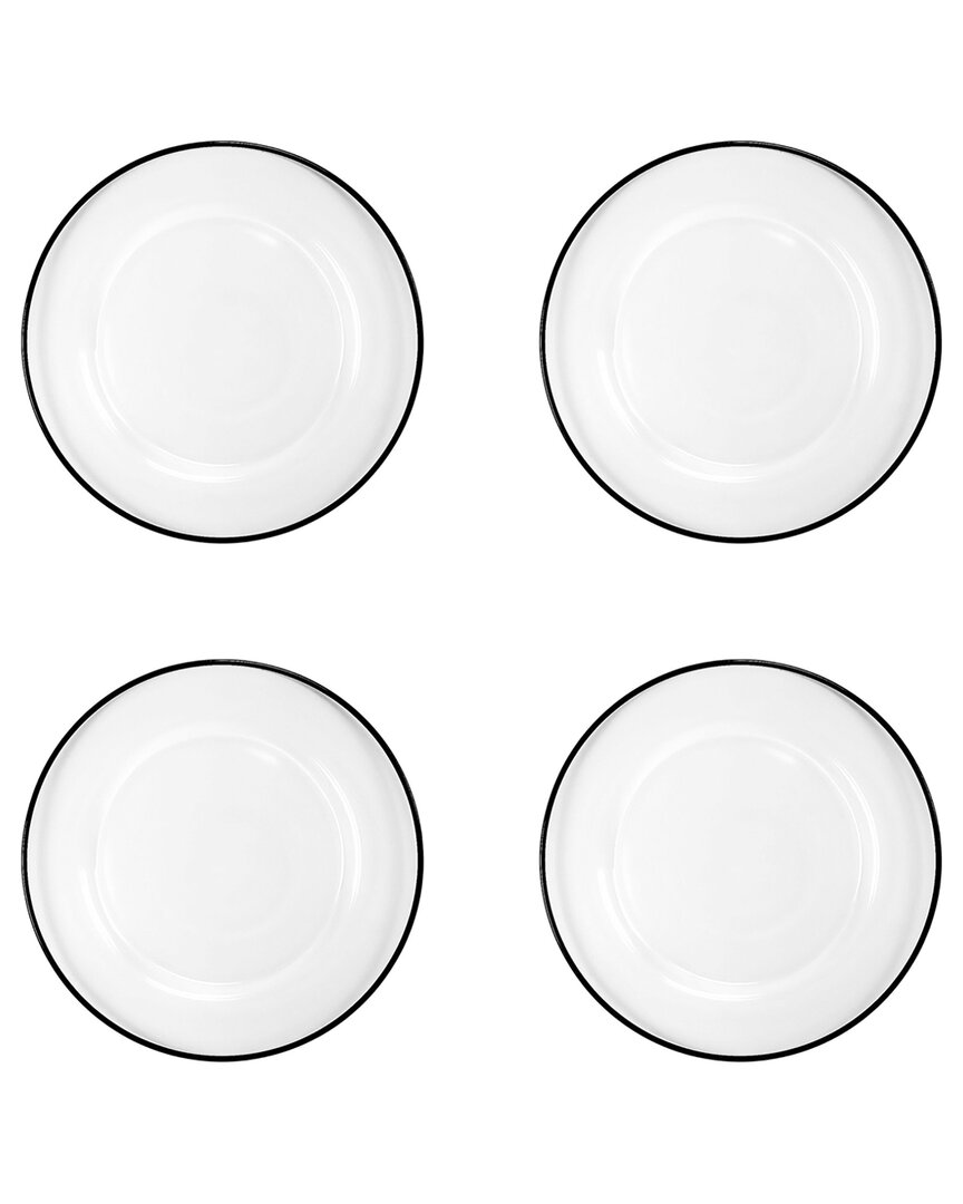 10 Strawberry Street Set Of 4 Modena Glass Chargers In White