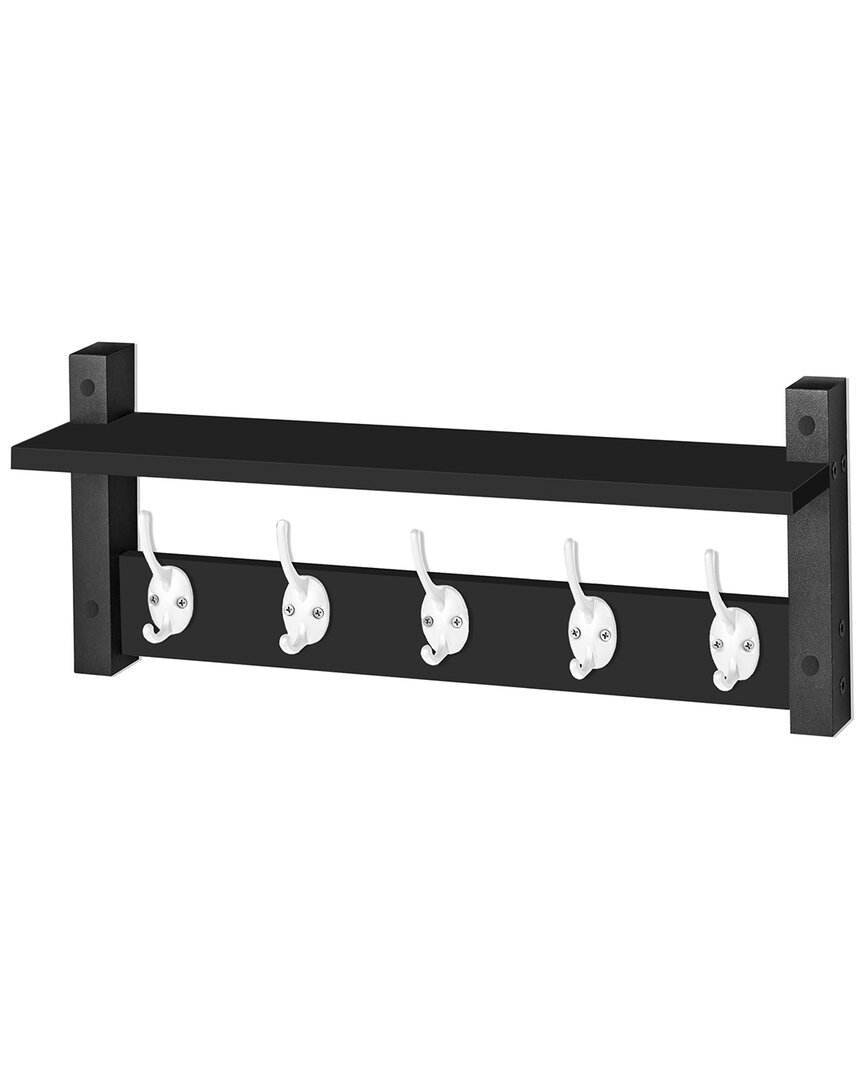 Sorbus Wall Mount Xl Coat Hooks Floating Shelf In Black