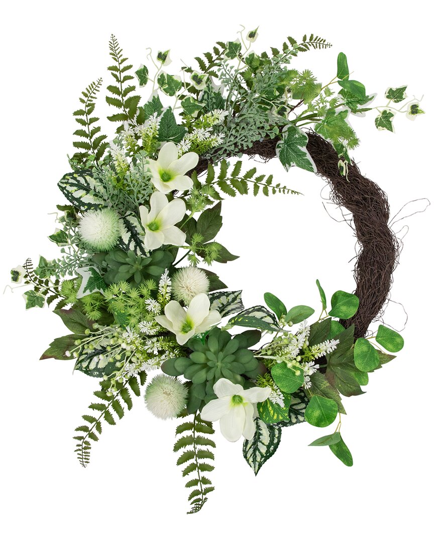 Northlight Hellebores & Ivy Artificial Floral Wreath In Green