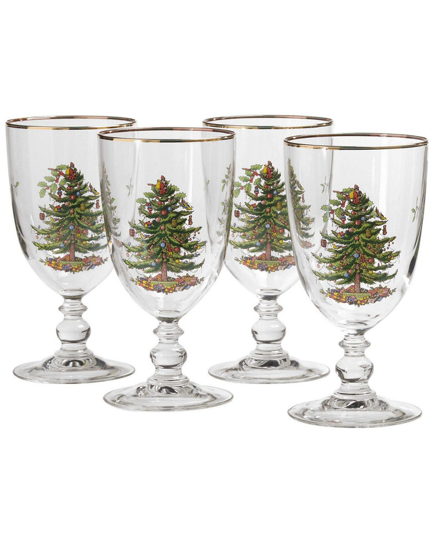 Spode Christmas Tree Set Of 4 Pedestal Goblets