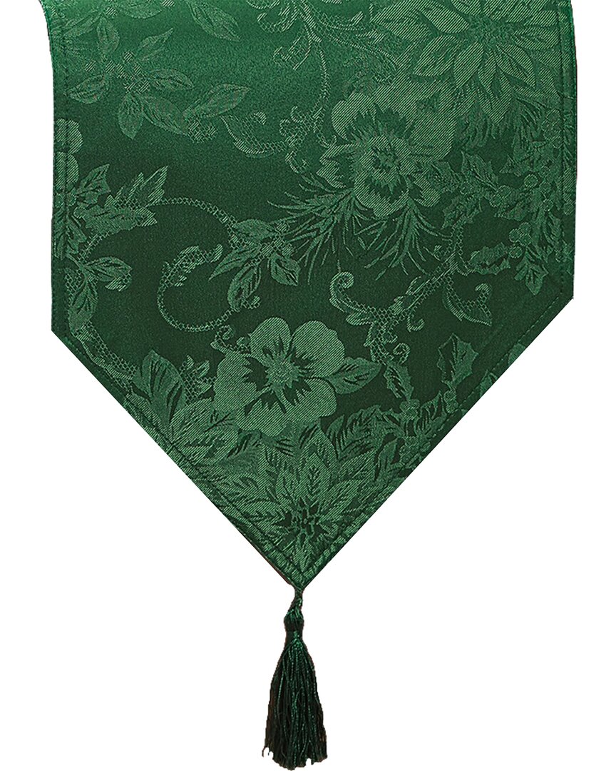 Elrene Home Fashions Poinsettia Elegance Jacquard Holiday Table Runner In Green