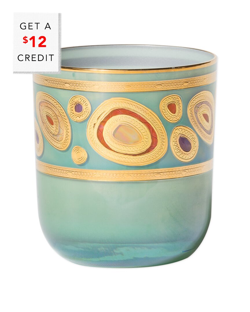 Vietri Set Of 4 Regalia Assorted Double Old Fashioned With $36 Credit In Aqua