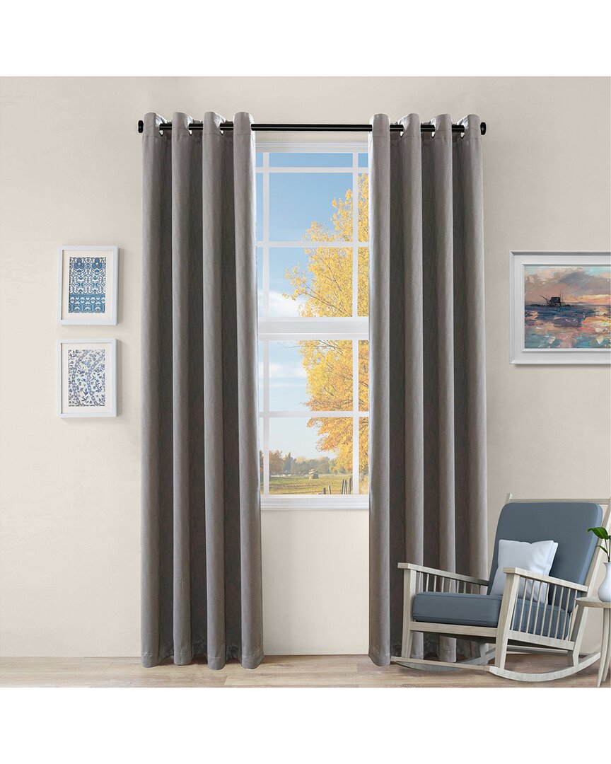 Superior Set Of 2 Zuri Blackout Curtains With Grommet Top Header In Charcoal