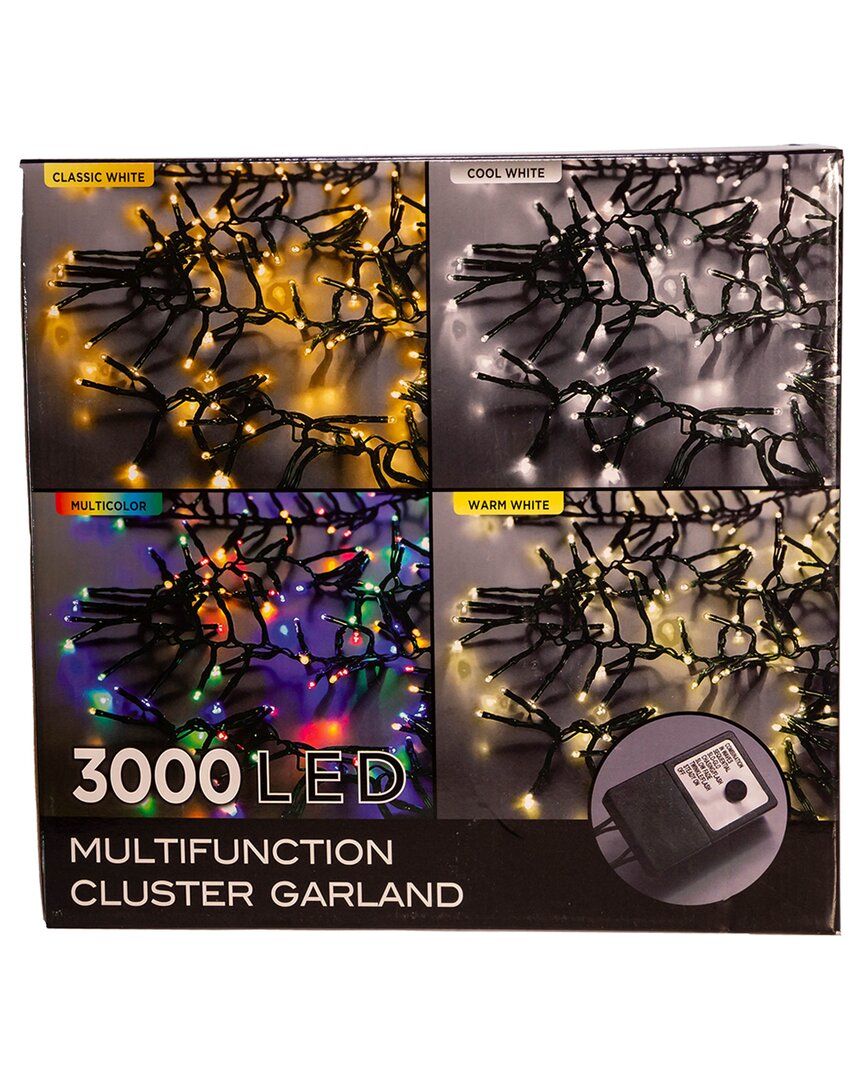 Kurt Adler 3000-light 98ft Cluster Garland With Cool White Led Lights In White