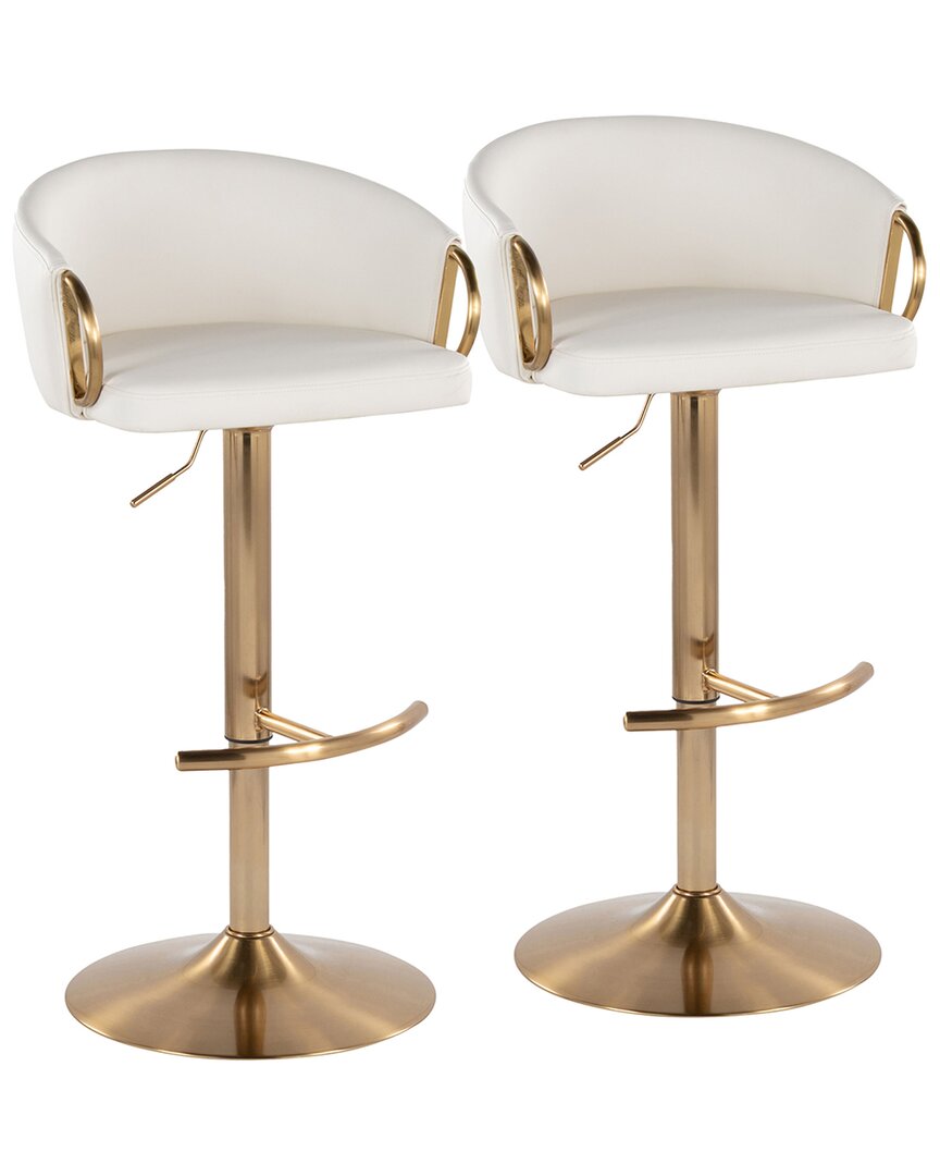 Lumisource Set Of 2 Claire Contemporary/glam Adjustable Bar Stools With Footrest