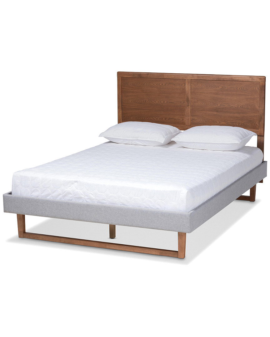 Baxton Studio Eloise Rustic Modern Upholstered & Wood Full Platform Bed