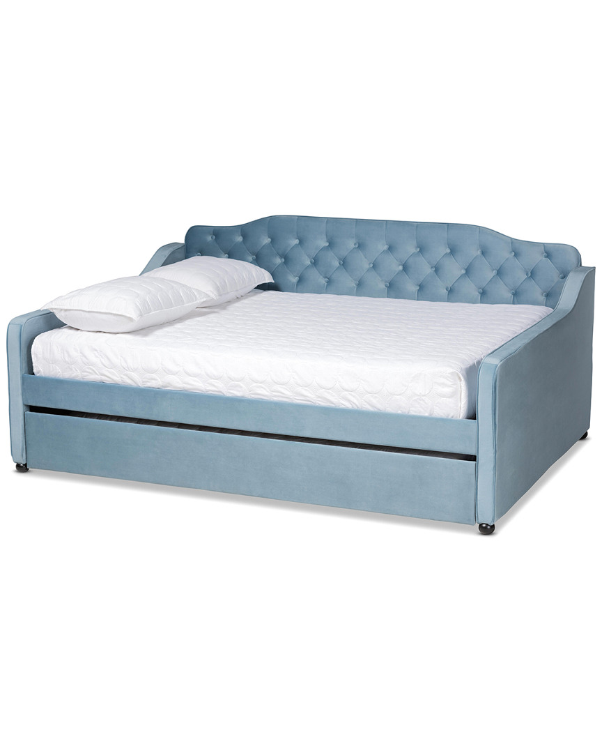 Baxton Studio Freda Transitional & Contemporary Upholstered & Button Tufted Full Daybed W/trundle