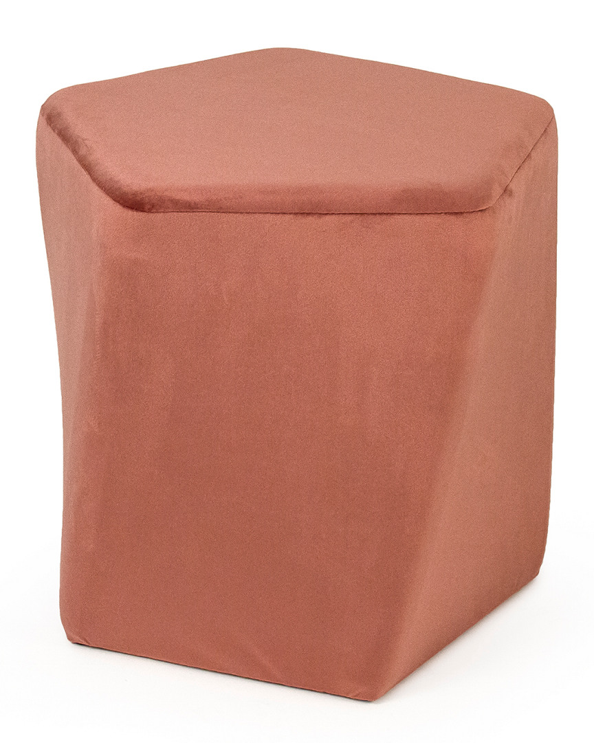 Zentique Mauve Rose Velvet Twisted Pentagon Stool In Pink