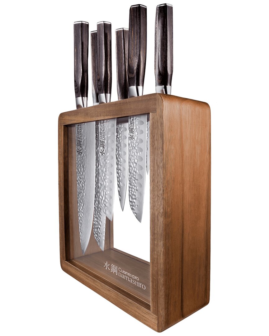 Cuisine::pro Damishiro Emperor Mokuzai 7pc Knife Block Set In Silver