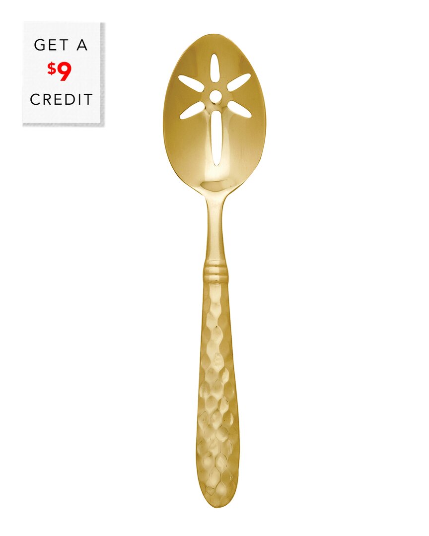 Vietri Martellato Slotted Serving Spoon With $9 Credit In Gold