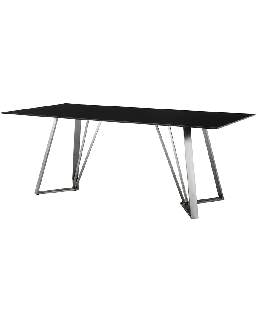 Armen Living Cressida Glass And Stainless Steel Rectangular Dining Room Table