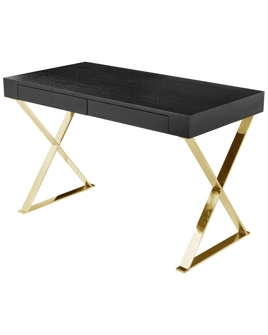 Pangea Home Gold Alexa Desk In Black