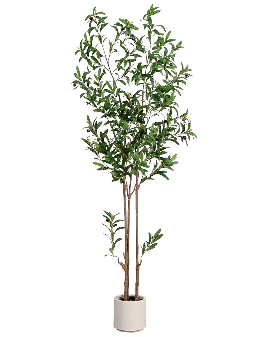 Nearly Natural 6ft Artificial Minimalist Olive Tree In Decorative Planter In Green