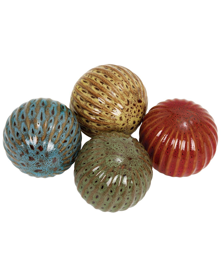 Peyton Lane Coastal Living Fluted Ceramic Sea Urchin Design Decorative Balls