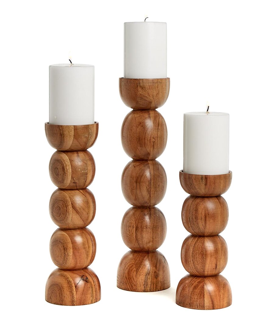 TOZAI TOZAI SET OF 3 SPHERES HAND-CRAFTED PILLAR CANDLEHOLDERS