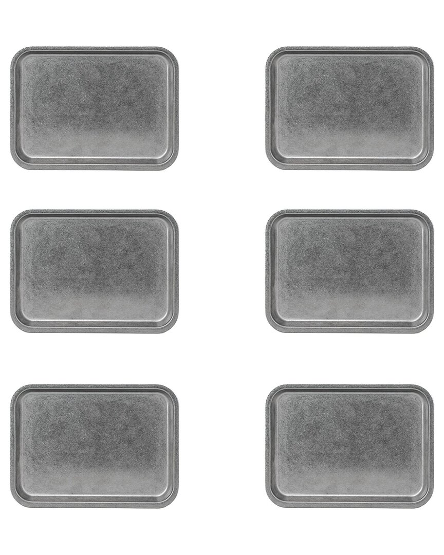 10 Strawberry Street Set Of 6 Moab Stainless Steel Coupe Dinnerware: 7in X 10in Rectangular Plate