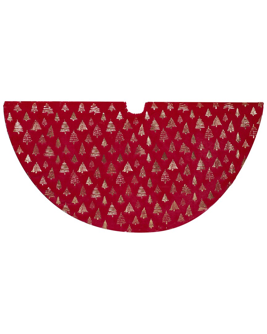 Kurt Adler 60-inch Red & Gold Plush Faux Fur Tree Skirt In Red