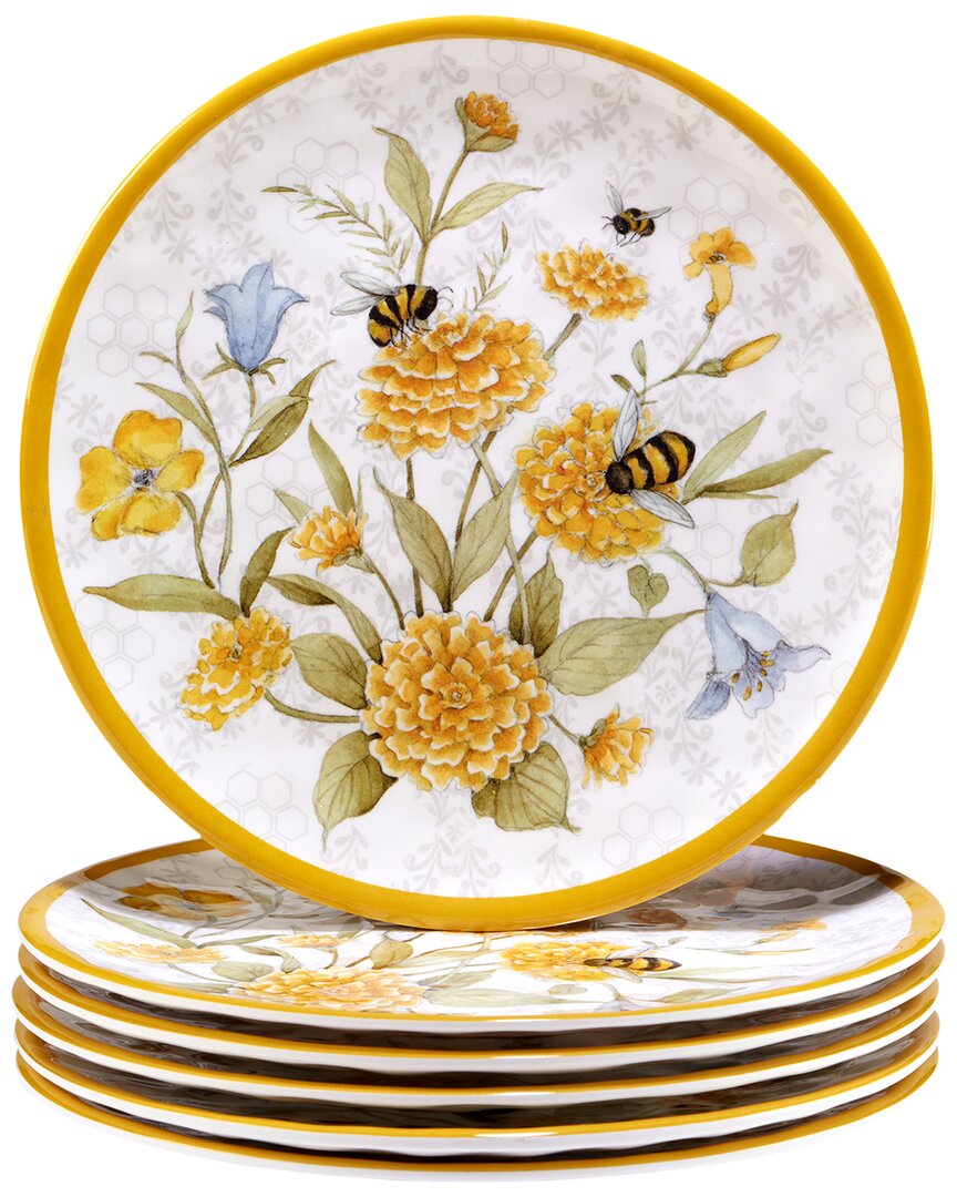 Certified International Bee Sweet Melamine Plate Set, 6 Piece In Multicolor