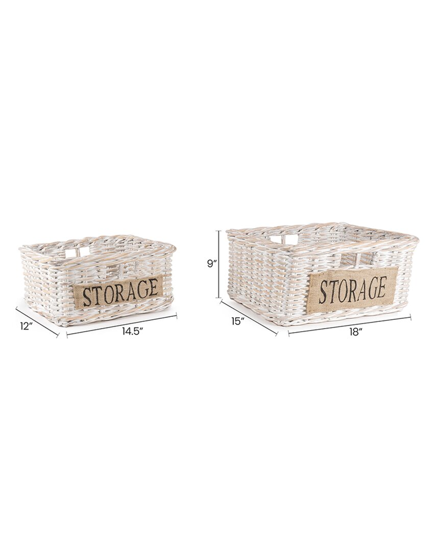 Happimess Set Of 2 Reed Southwestern Hand-woven Rattan Nesting Baskets With Handles