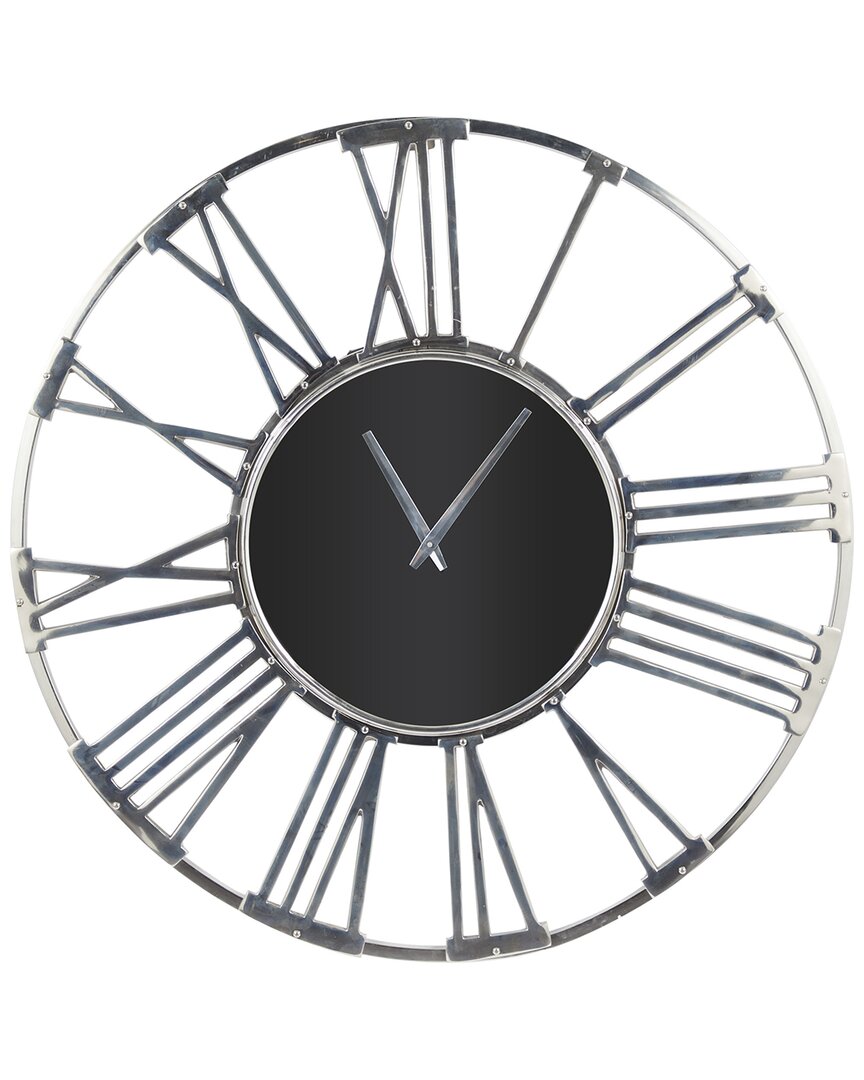 Peyton Lane Geometric Open Frame Wall Clock With Glass Center In Silver