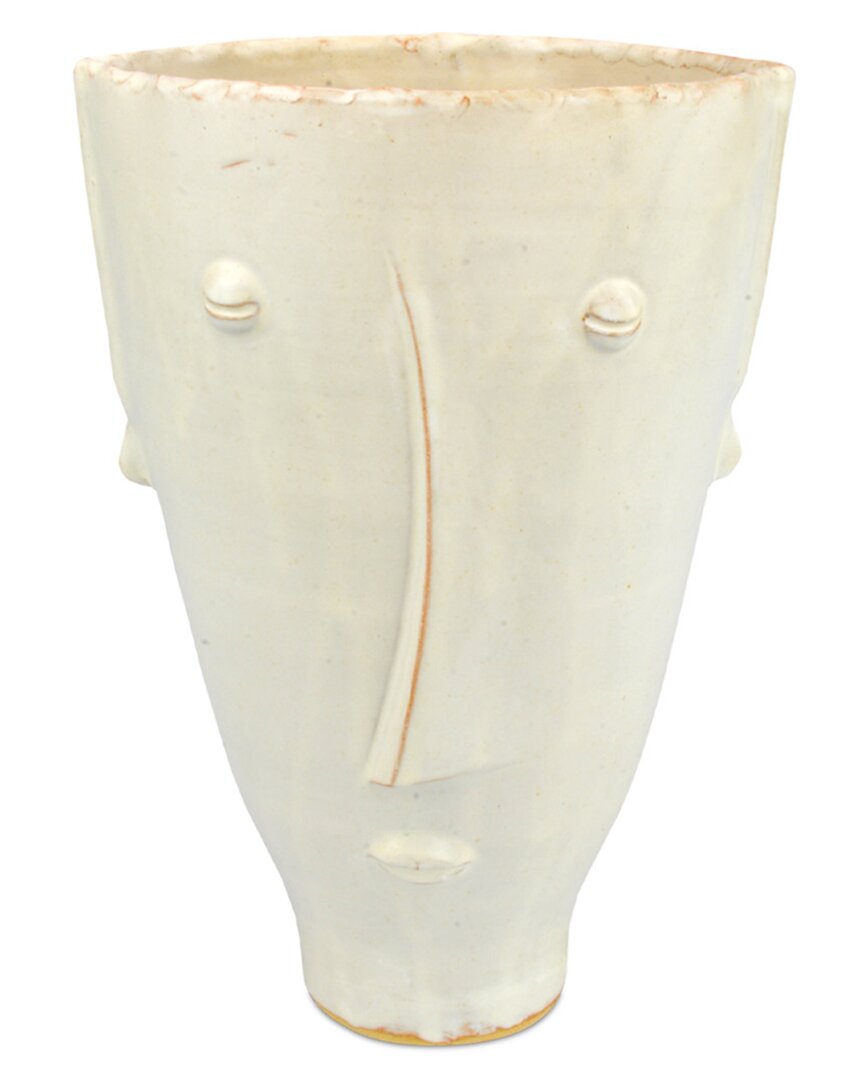 Currey & Company 12.5in Terracotta Paul Vase In White