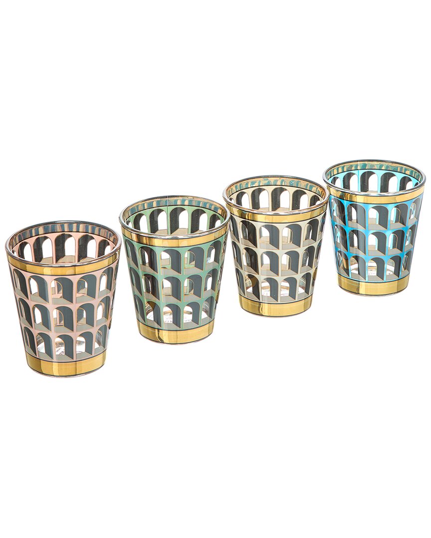 Jonathan Adler Set Of 4 Boxed Arcade Glassware In Multicolor
