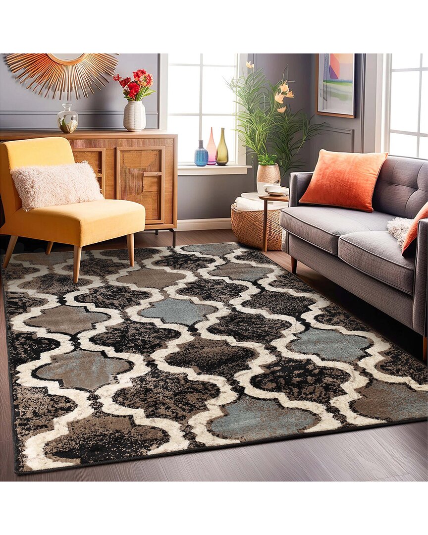 Superior Viking Contemporary Geometric Trellis Rug In Brown
