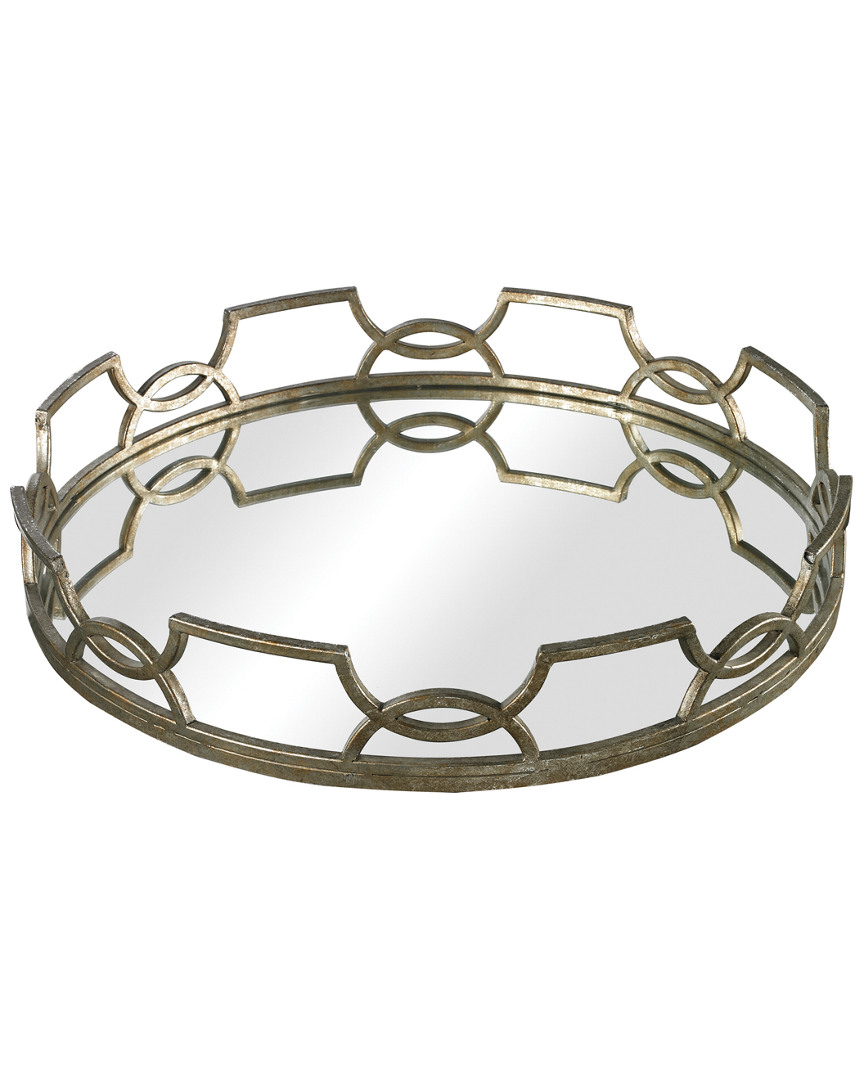 Artistic Home & Lighting Iron Scroll Mirrored Tray