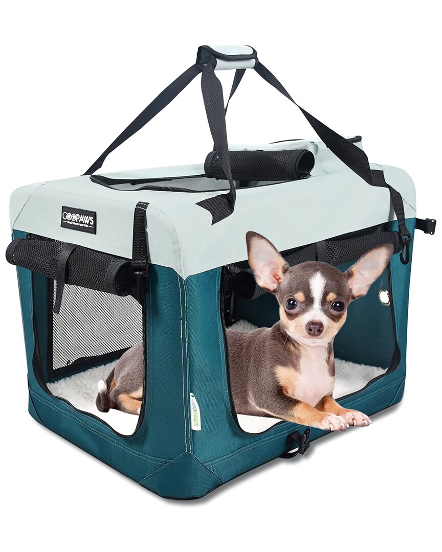 Jespet 3-door Small Collapsible Soft-sided Dog & Cat Crate In Green