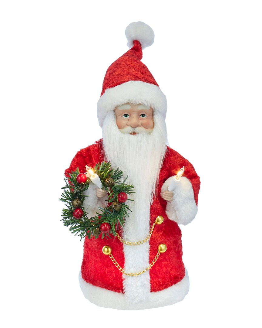 Kurt Adler 10-inch Ul 10-light Santa Treetop In Red