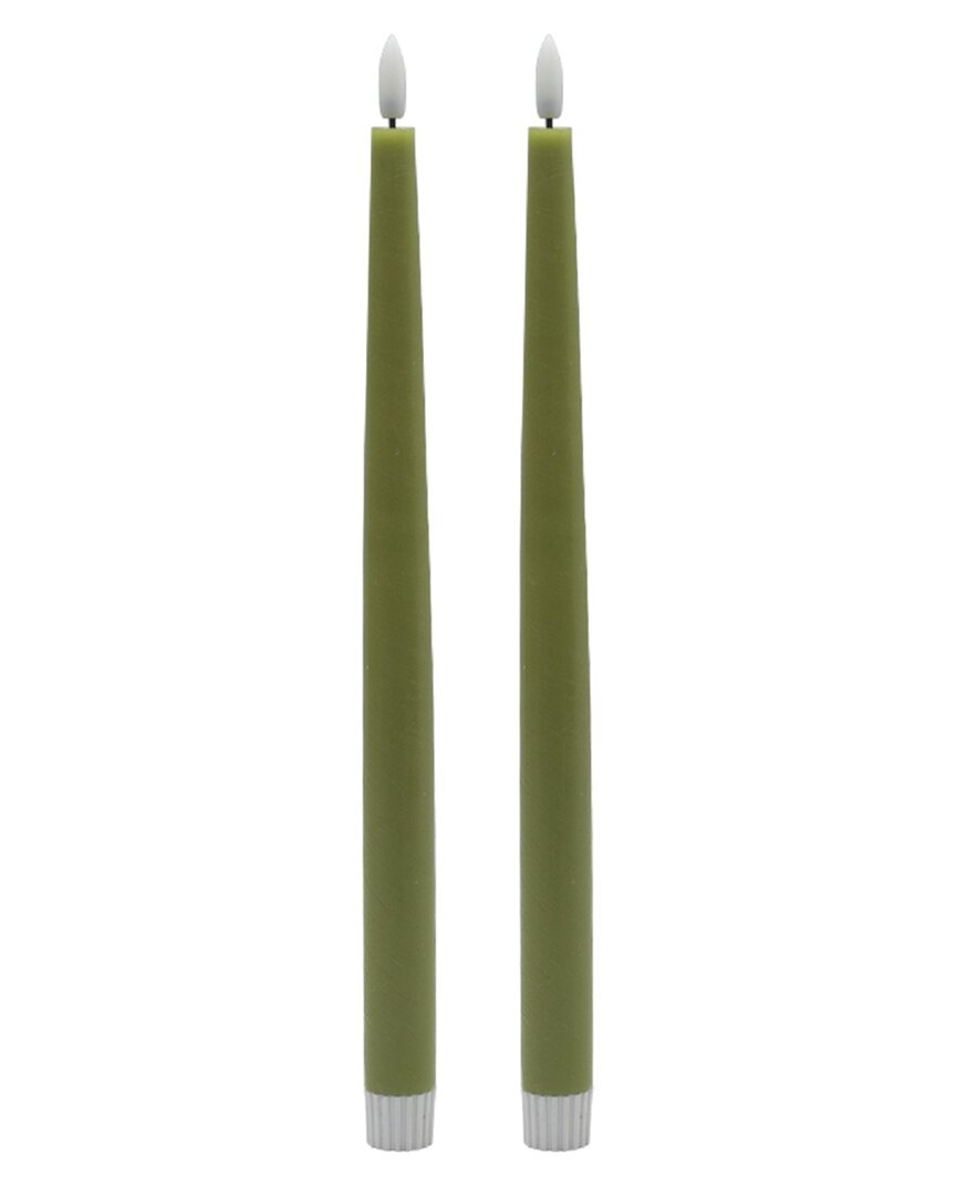 Bidkhome Set Of 2 Tall Flameless Taper Candles In Green