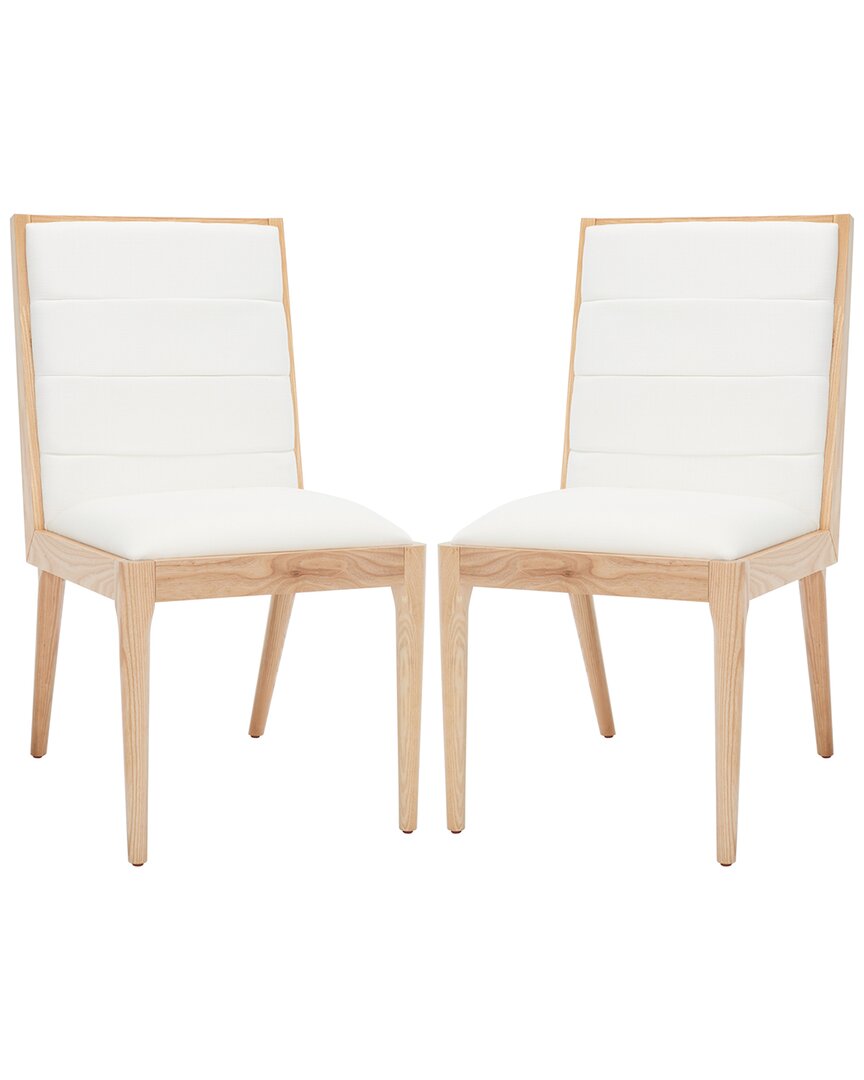 Shop Safavieh Couture Set Of 2 Laycee Natural & Linen Dining Chairs In Brown