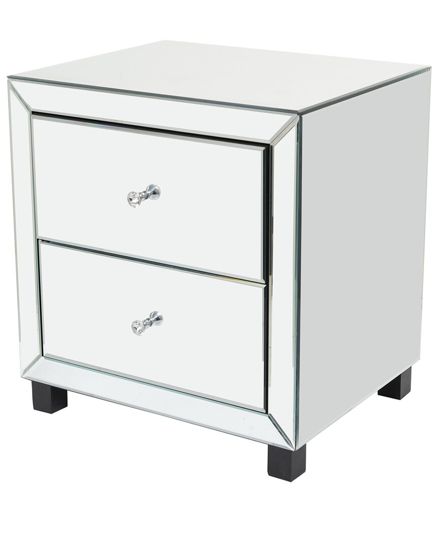 Peyton Lane Mirrored 2-drawer Accent Table In Silver