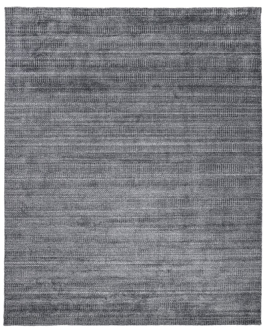 Solo Rugs Sanam Contemporary Striped Hand-loomed Wool-blend Area Rug In Gray