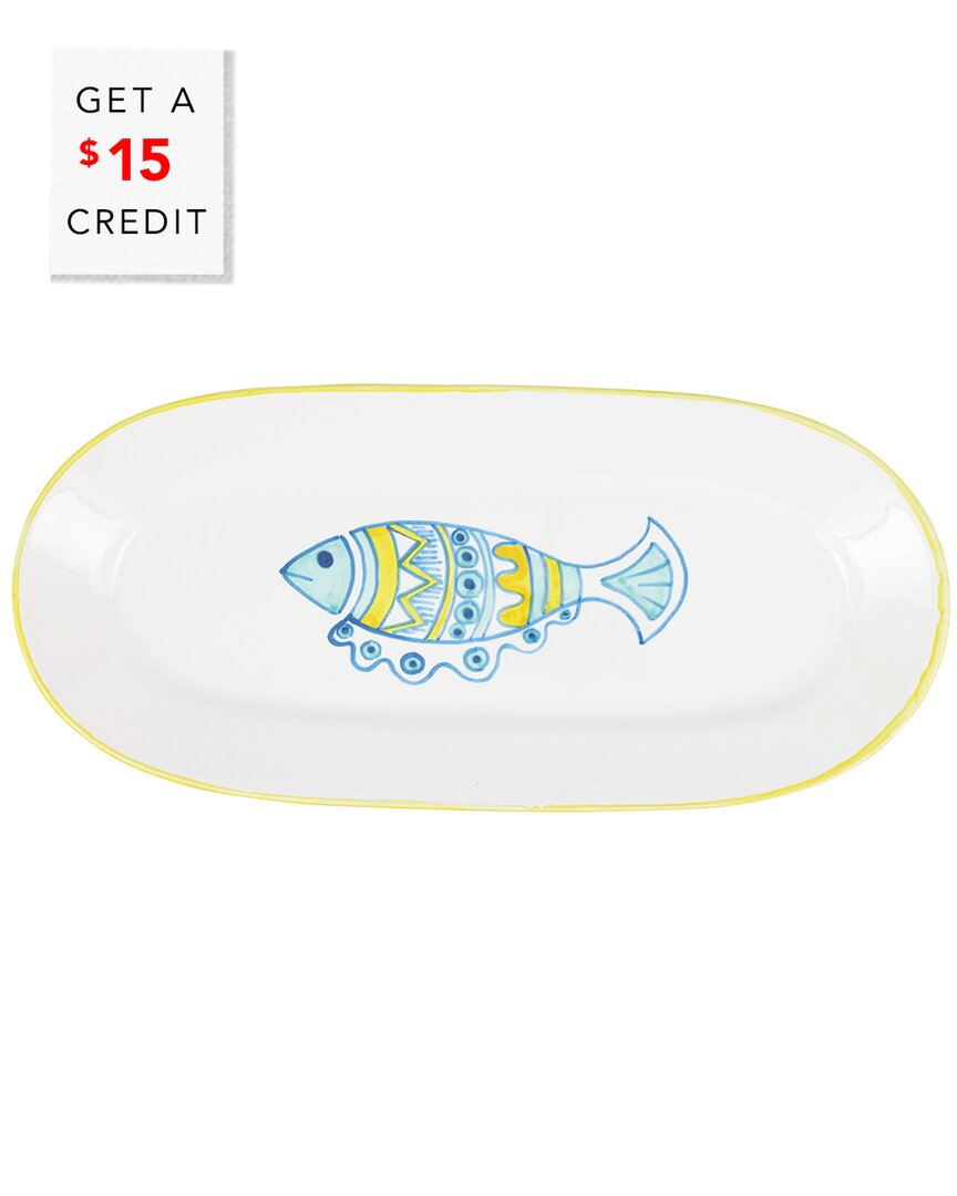 Vietri Elba's Fish Narrow Oval Platter With $15 Credit In Multi
