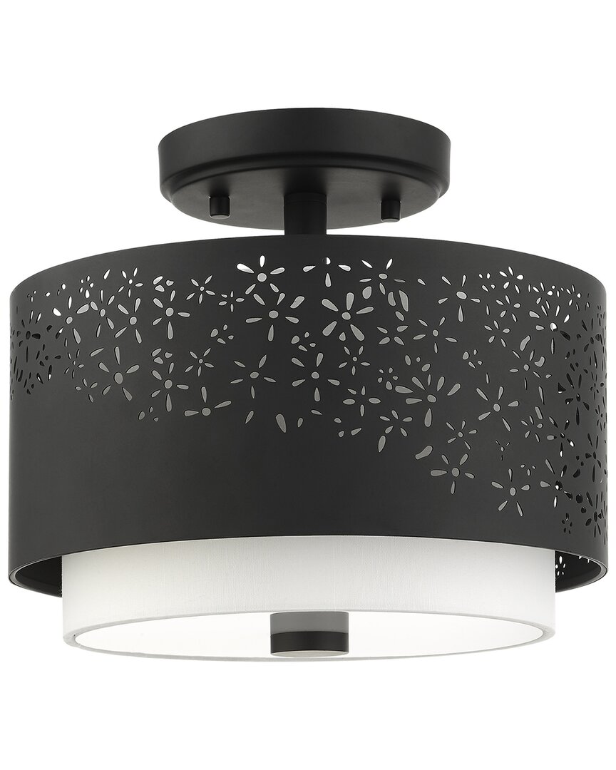 Livex Lighting Noria Black 2 Light Semi-flush In Black