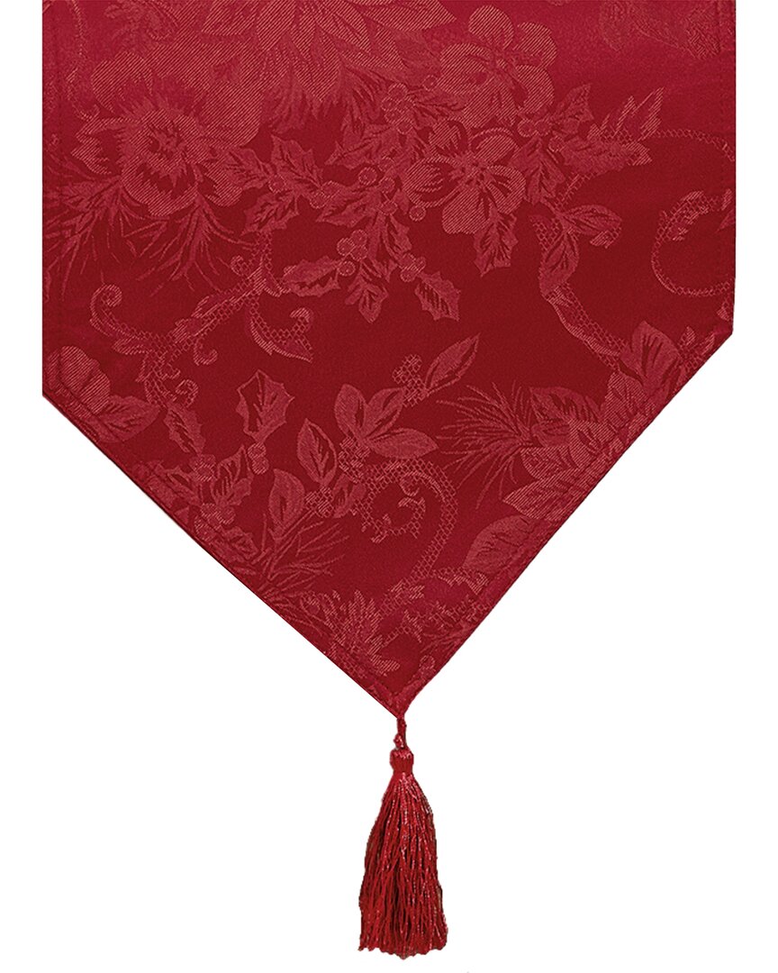 Elrene Home Fashions Poinsettia Elegance Jacquard Holiday Table Runner In Red
