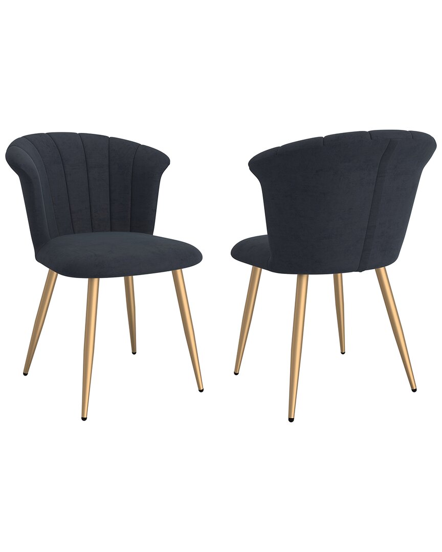 Worldwide Home Furnishings Set Of 2 Modern Velvet & Metal Side Chair In Black