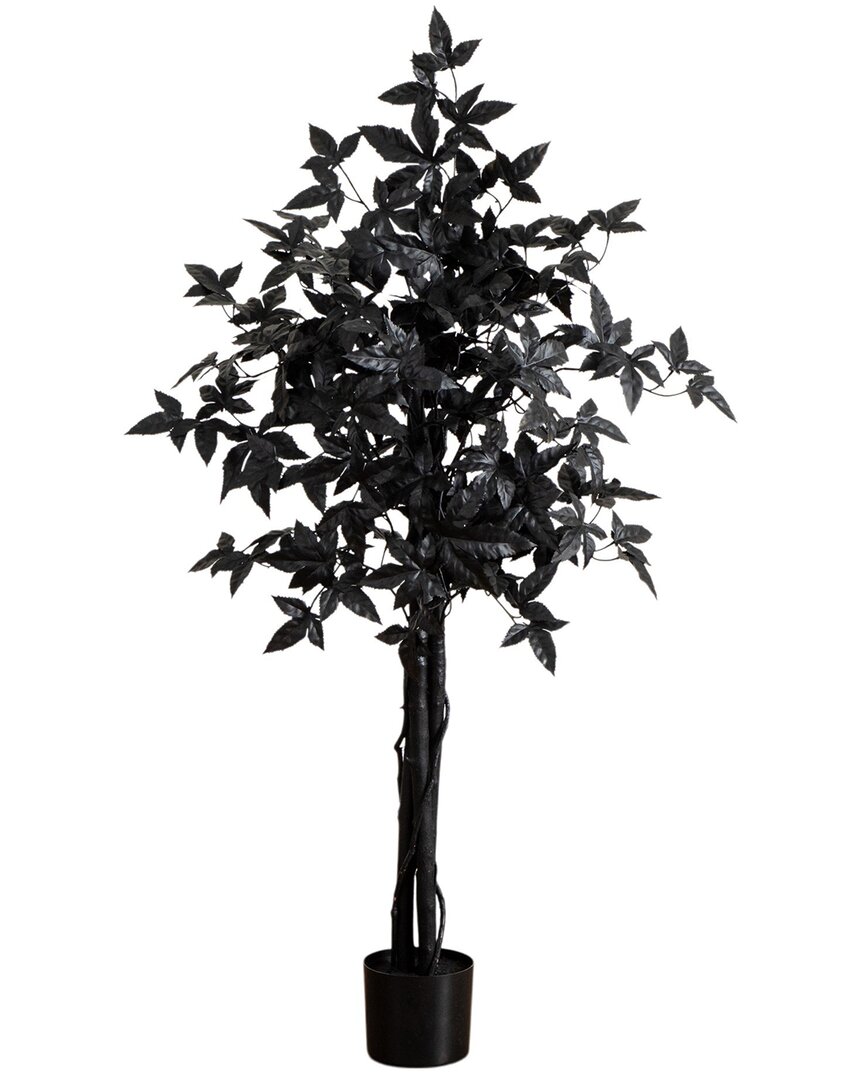 Nearly Natural 4ft. Artificial Halloween Black Maple Tree In Black