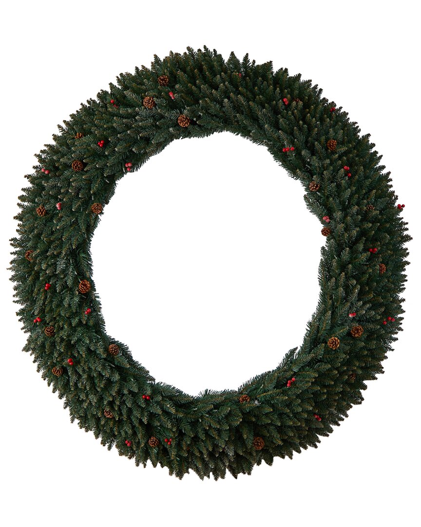 Nearly Natural 6ft. Large Flocked Artificial Christmas Wreath In Green