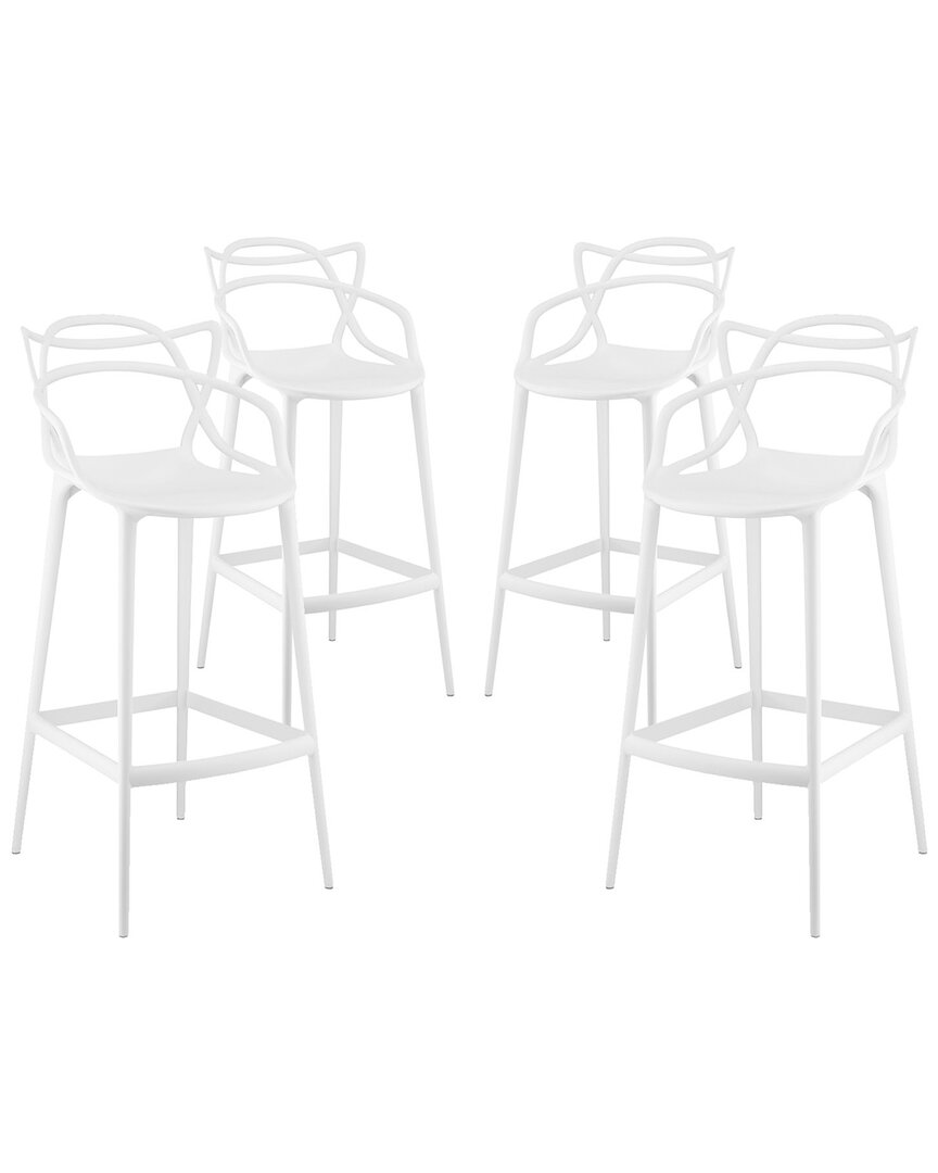 Modway Entangled Bar Stool Set Of 4 In White