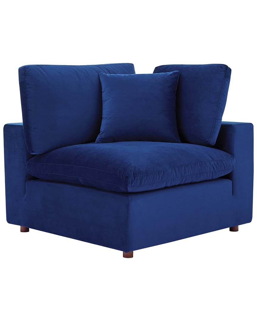 Modway Commix Down Filled Overstuffed Performance Velvet Corner Chair In Blue